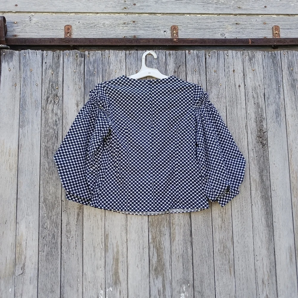 Womens‎ Sz XS Cottagecore Polka Dot Balloon/Puff Sleeve 3/4 Sleeve Blouse Crew